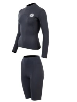 Two Bare Feet Womens Aspect Fleece Lined Zipless Thermal 2.5mm Superstretch Wetsuit Top & Shorts Set (Black) -Dive Master Shop w8d7v6 x
