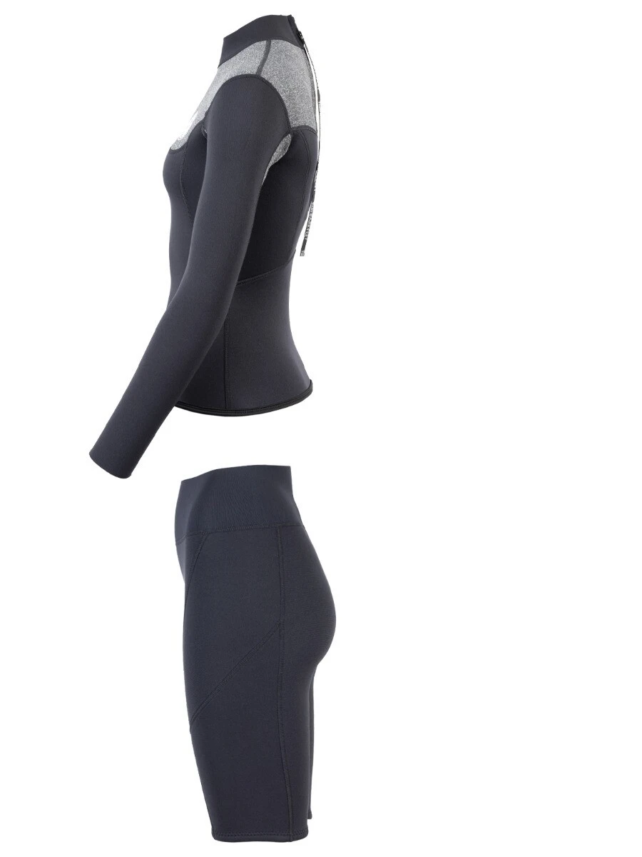 Two Bare Feet Womens Aspect Back Zip 2.5mm Wetsuit Jacket & Shorts Set (Black/Grey) 6 Two Bare Feet Womens Aspect Back Zip 2.5mm Wetsuit Jacket & Shorts Set (Black/Grey) - Image 4