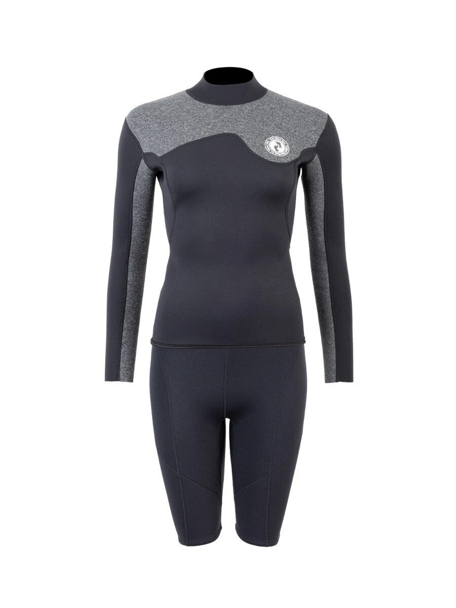 Two Bare Feet Womens Aspect Back Zip 2.5mm Wetsuit Jacket & Shorts Set (Black/Grey) 3 Two Bare Feet Womens Aspect Back Zip 2.5mm Wetsuit Jacket & Shorts Set (Black/Grey)