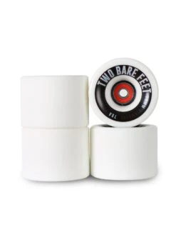 Sessions 78A Longboard Skateboard Wheels (70mm White) With Two Bare Feet Pro Series 7 Bearings -Dive Master Shop white stacked 2
