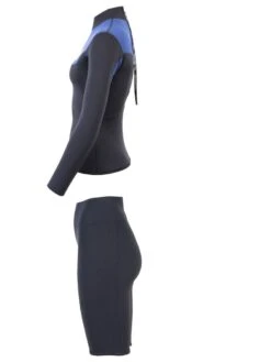 Two Bare Feet Womens Aspect Back Zip 2.5mm Wetsuit Jacket & Shorts Set (Black/Blue) -Dive Master Shop wm4e96 2