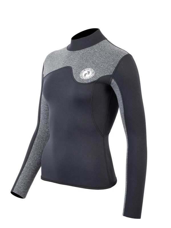 Two Bare Feet Womens Aspect Back Zip 2.5mm Wetsuit Jacket (Black/Grey) 4 Two Bare Feet Womens Aspect Back Zip 2.5mm Wetsuit Jacket (Black/Grey) - Image 2