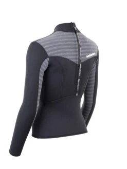 Two Bare Feet Womens Aspect Back Zip 2.5mm Wetsuit Jacket (Black/Grey Stripes) -Dive Master Shop womens aspect back zip jacket black grey 4