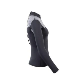 Two Bare Feet Womens Aspect Back Zip 2.5mm Wetsuit Jacket (Black/Grey Stripes) -Dive Master Shop womens aspect back zip jacket black grey 7