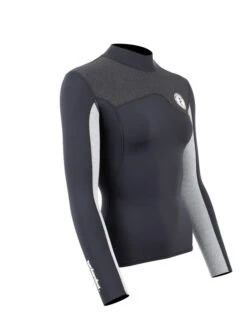 Two Bare Feet Womens Aspect Fleece Lined Zipless Thermal 2.5mm Superstretch Wetsuit Top (Black/Grey/Grey) -Dive Master Shop womens aspect fleece lined thermal top black grey grey 8