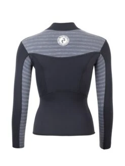 Two Bare Feet Womens Aspect Fleece Lined Zipless Thermal 2.5mm Superstretch Wetsuit Top (Black/Grey Stripe) -Dive Master Shop womens aspect fleece lined thermal top black grey 5