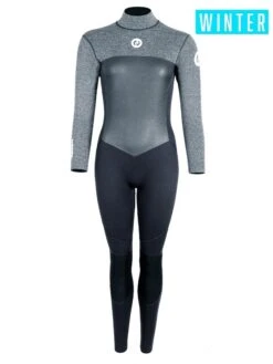 Two Bare Feet Thunderclap Pro 4/3mm Womens Winter Wetsuit (Black/Delta Grey)