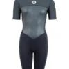 Two Bare Feet Thunderclap Pro 3/2mm Womens Shorty Wetsuit (Black/Dark Grey) -Dive Master Shop womens thunderclap pro shorty dark 1