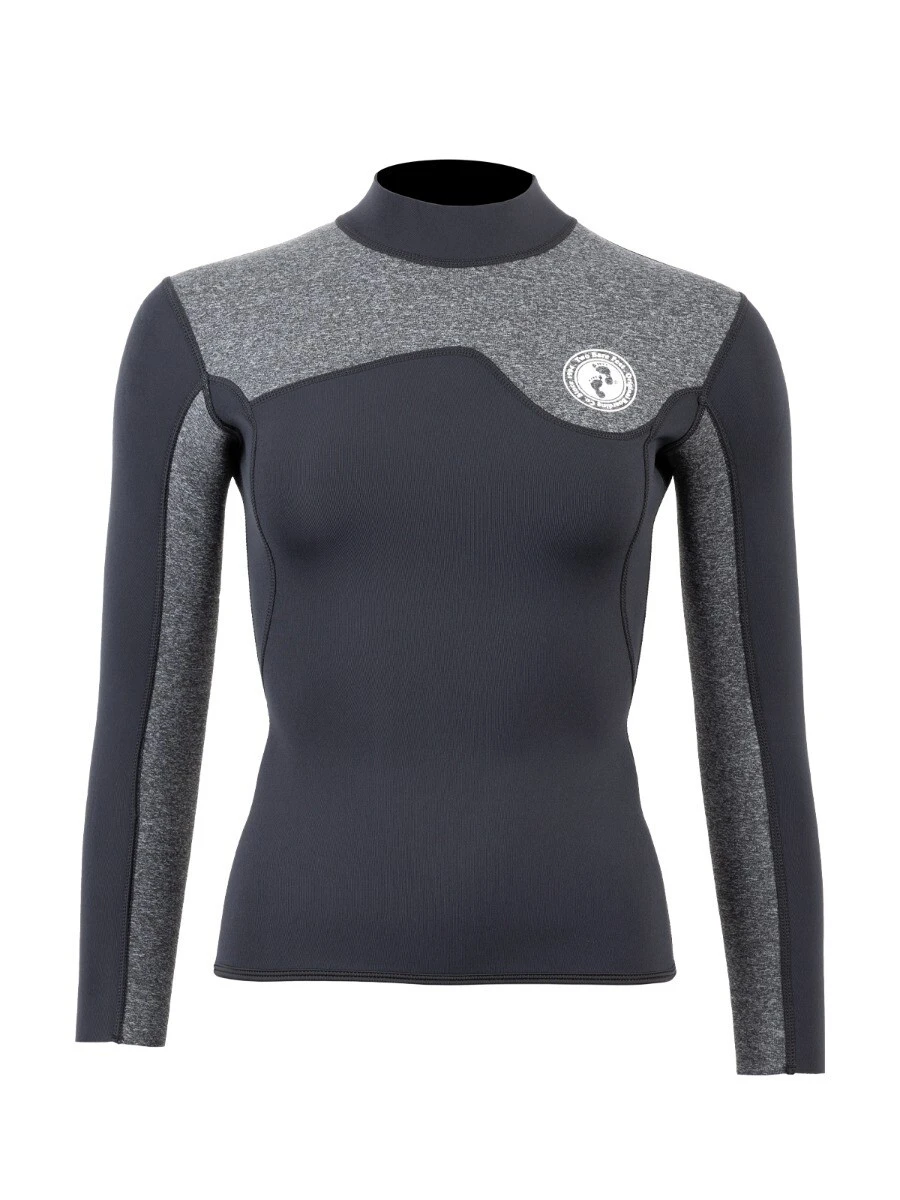 Two Bare Feet Womens Aspect Fleece Lined Zipless Thermal 2.5mm Superstretch Wetsuit Top & Hotpants Set (Black/Grey) 7 Two Bare Feet Womens Aspect Fleece Lined Zipless Thermal 2.5mm Superstretch Wetsuit Top & Hotpants Set (Black/Grey) - Image 5