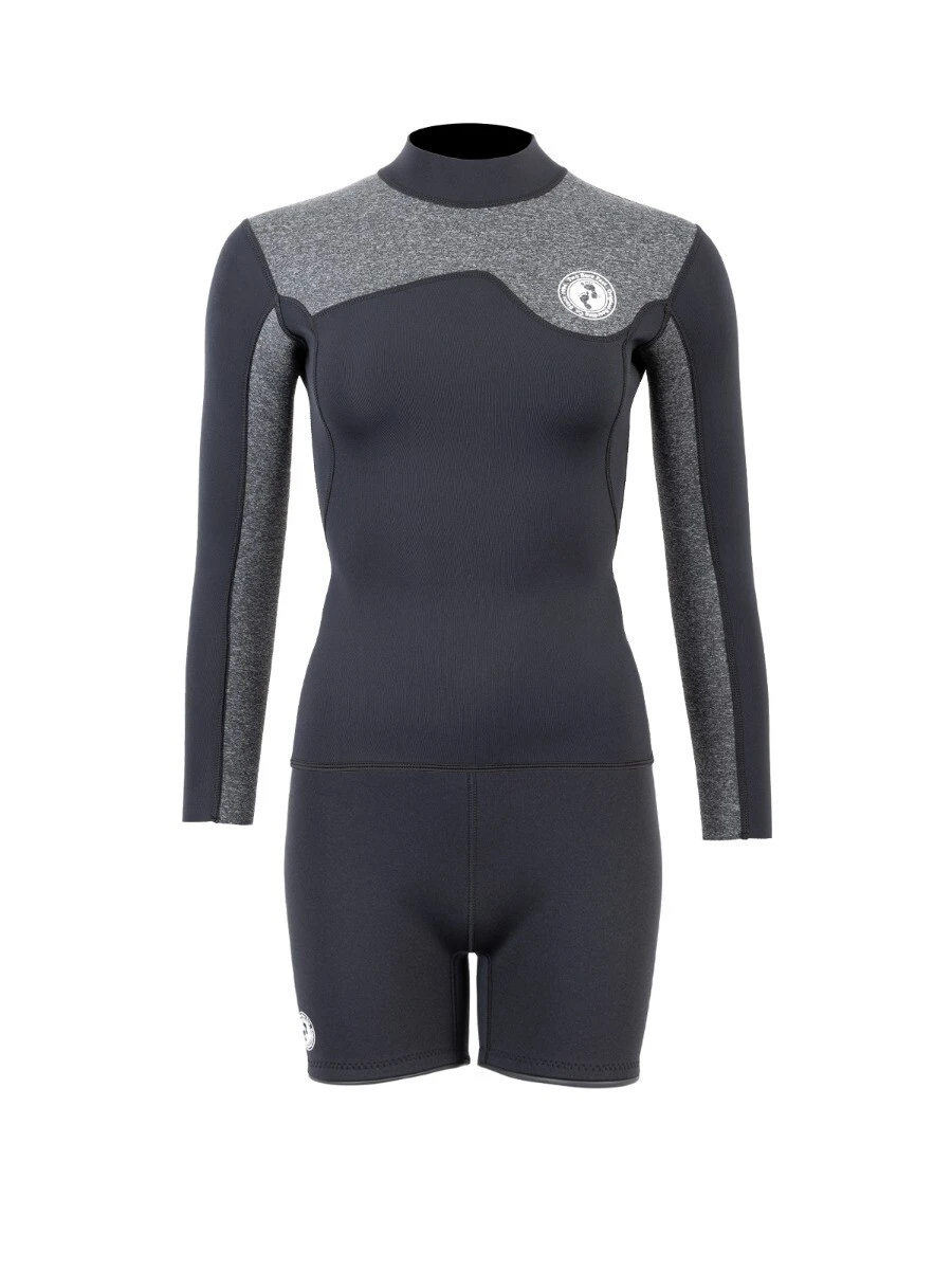 Two Bare Feet Womens Aspect Fleece Lined Zipless Thermal 2.5mm Superstretch Wetsuit Top & Hotpants Set (Black/Grey) 3 Two Bare Feet Womens Aspect Fleece Lined Zipless Thermal 2.5mm Superstretch Wetsuit Top & Hotpants Set (Black/Grey)