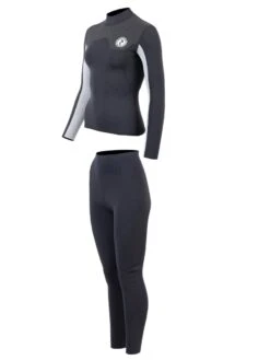 Two Bare Feet Womens Aspect Fleece Lined Zipless Thermal 2.5mm Superstretch Wetsuit Top & Pants Set (Black/Grey/Grey) -Dive Master Shop wurbqt u